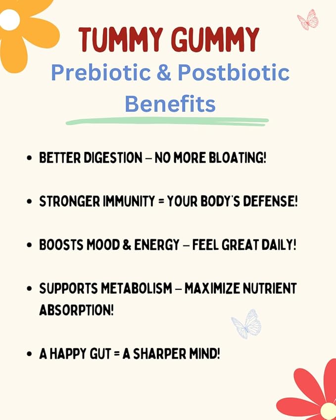 Gut Health Gummies for Kids – Prebiotic &amp Postbiotic Digestive Support Low Sugar Vegan Strawberry Allergen Free Strawberry Flavor 30 Day Supply