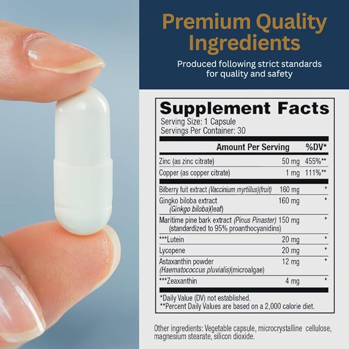Zenith Labs Vision 20 Eye Vitamins - Lutein Zeaxanthin and Bilberry Extract - Supports Eye Strain and Eye Health - Carotenoid Blend