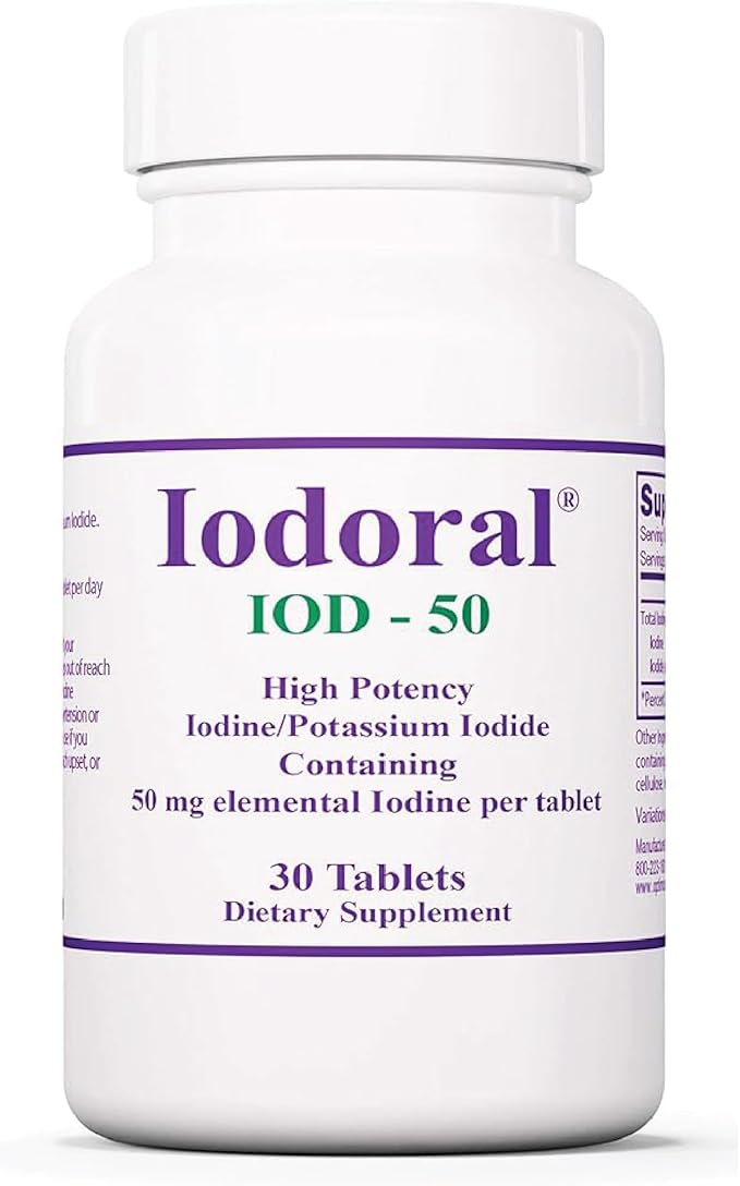 Optimox Iodoral 50 mg Supplement - Potassium Iodide Tablets Thyroid Support Daily Vitamins and Minerals Lugol's Iodine Solution - 30 Count.
