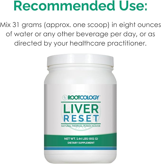 Rootcology by Dr. Izabella Wentz | Liver Reset | Pea Protein Isolate Cleanse with Vitamin B6 B12 &amp 14g Protein | Natural Tropical Punch Flavor | 651g / 21 Servings