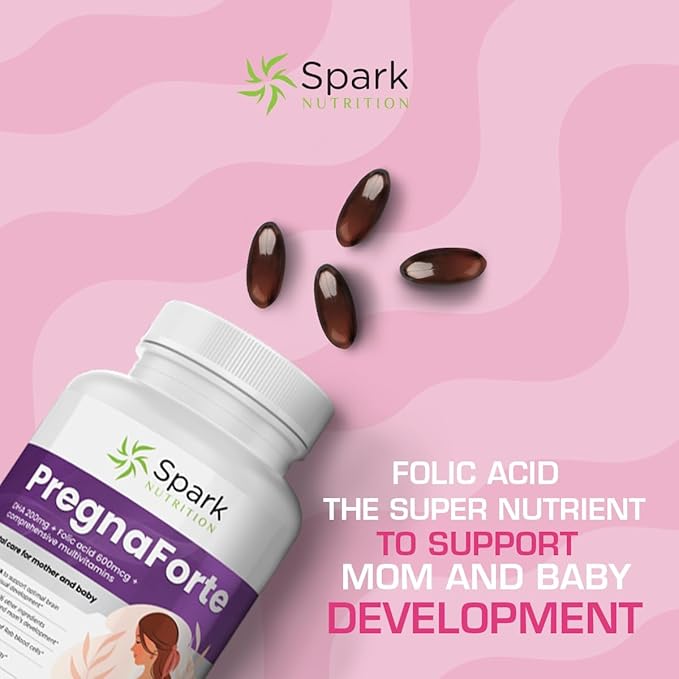 Pregnaforte 1 a day Prenatal vitamins for women 2 month: Folic acid Fish Oil Omega 3 DHA/EPA Vitamin D3 B6 Vitmain B12 C E Calcium Iron Magnesium Zinc supplement FSA HSA eligble multivitamin