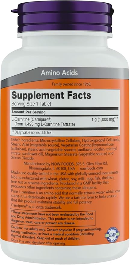 Now Supplements L-Carnitine 1000mg - 150 Tablets Value Size Supports Lean Muscle Growth Carnipure Non-GMO Kosher Ideal for Vegans Athletes and Energy Support (Pack of 2)