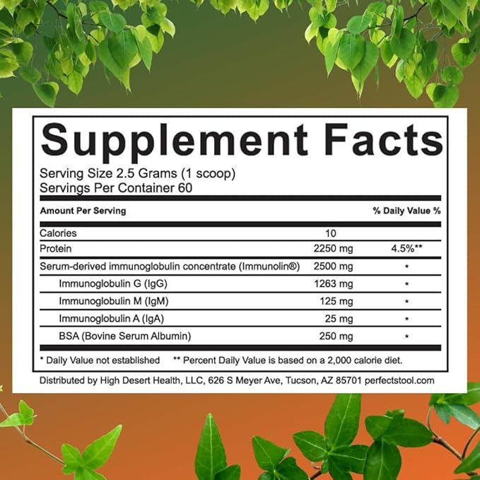60 Servings – Contains Patented IgG Ingredient Immunolin® – Same Ingredient Used in Leading SBI Formulas – Serum Bovine Immunoglobulin (SBI) Powder – 150g Pure IgG with No Additives