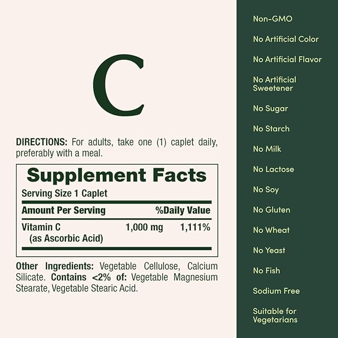 Nature's Bounty Vitamin C 1000mg 100 Caplets (Pack of 3)