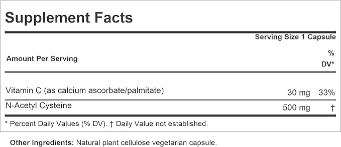 ANDREW LESSMAN NAC-500 N-Acetyl Cysteine 360 Capsules - Helps Combat Daily Onslaught of Damaging Free Radicals Protects Brain Heart Lungs Liver Kidneys. Detoxifying Anti-oxidant. No Additives