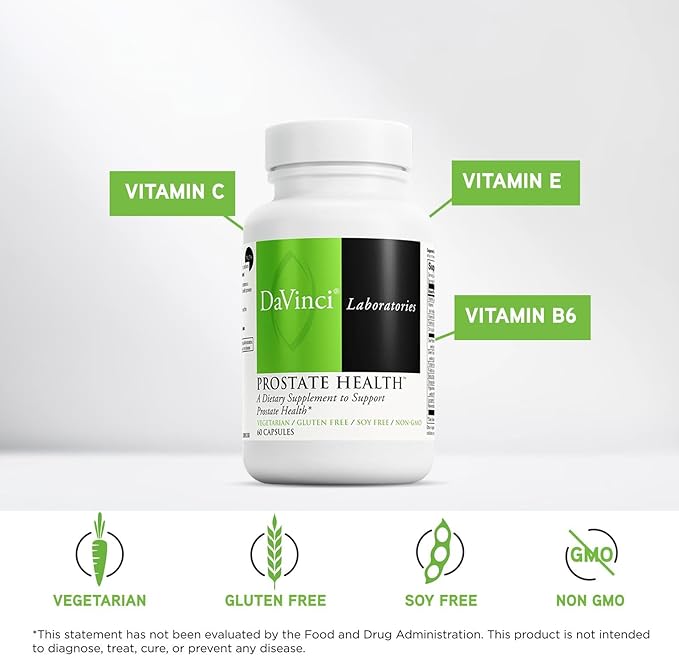 DAVINCI Labs Prostate Health - Helps to Support Prostate Urinary &amp Men's Health with Saw Palmetto Zinc Green Tea Extract &amp More* - 60 Vegetarian Capsules (30 Servings)