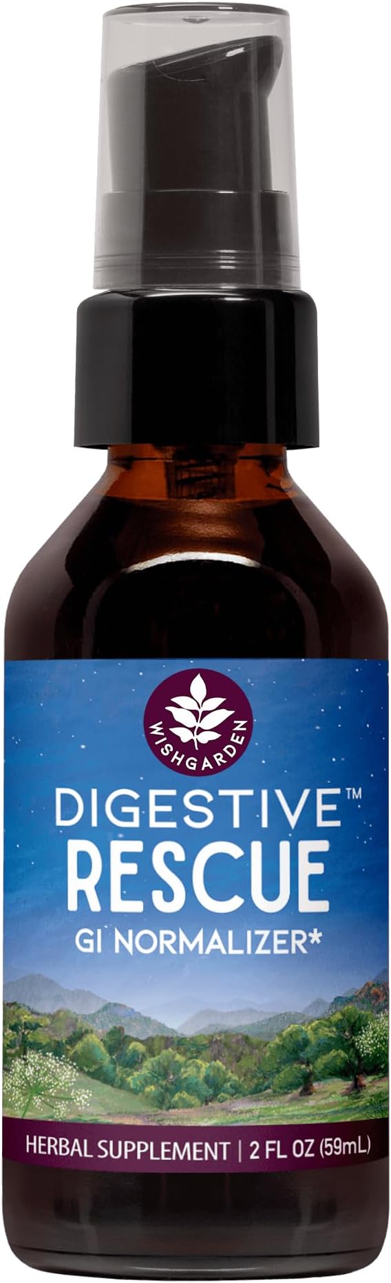 WishGarden Herbs Digestive Rescue Organic Herbal Tincture Ginger Fennel Peppermint Soothes Bloating Gas Nausea Stomach Relief Liquid Drops 2 oz