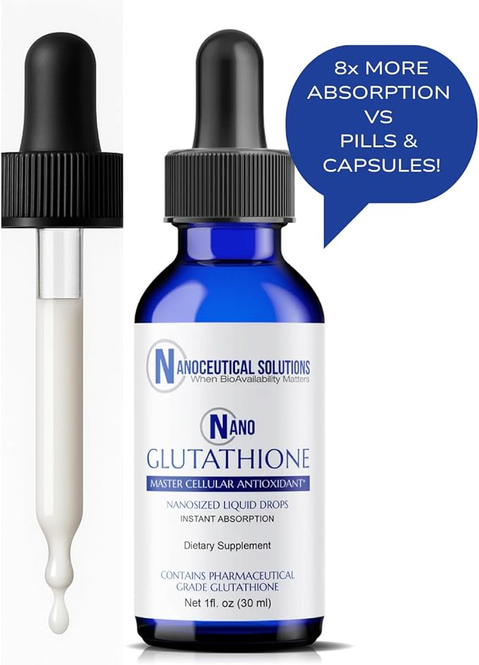 Nano Glutathione Drops by Nanoceutical Solutions Pharmaceutical Grade Liquid Supplement Ultra-Efficient Absorption Up to 8 Times Higher Than Glutathione Capsules | 30 Servings