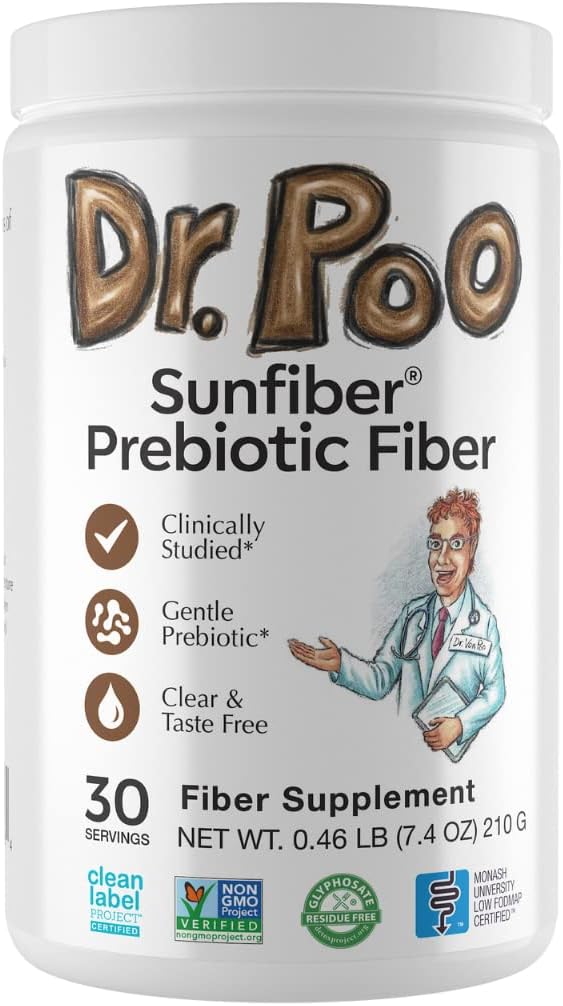Dr. Poo All-Natural Prebiotic Fiber Supplement | Fiber for the Whole Family | Gentle and Simple Ingredients to Improve Gut Health | Gluten Free VeganTasteless Non-GMO Low-FODMAP (30 Servings)