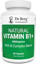 Dr. Berg Natural Vitamin B1 B6 B12 Complex - Allithiamine Vitamin B1 Supplement with 8 Essential Vitamin B Complex for Men &amp Women Including Thiamin Niacin Folate Magnesium &amp More - 60 Caps