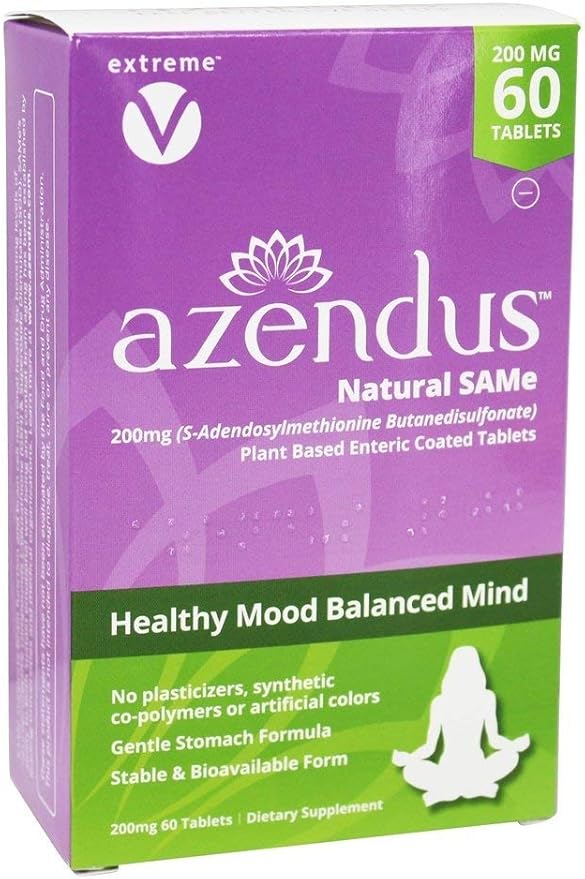 Azendus SAM-e Mood Support 200mg per Tablet 60 Count Same Tablets Physician Trusted 1 Recommended Active Form- Pure Natural Stable Pharmaceutical Grade SAM-e