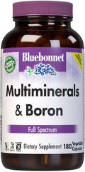 Bluebonnet Nutrition Multiminerals &amp Boron with Iron Full Spectrum Bone Health* Non-GMO Kosher Certified Gluten-Free Soy-Free Dairy-Free 180 Vegetable Capsules 45 Servings