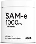 SAM-e 1000mg Per Tablet 60 Servings of Pharmaceutical Grade Non-GMO Soy Free Gluten Free and Enteric Coated Tablets - SAM e Supplement for Brain Joint Liver and Mood Support Supplement