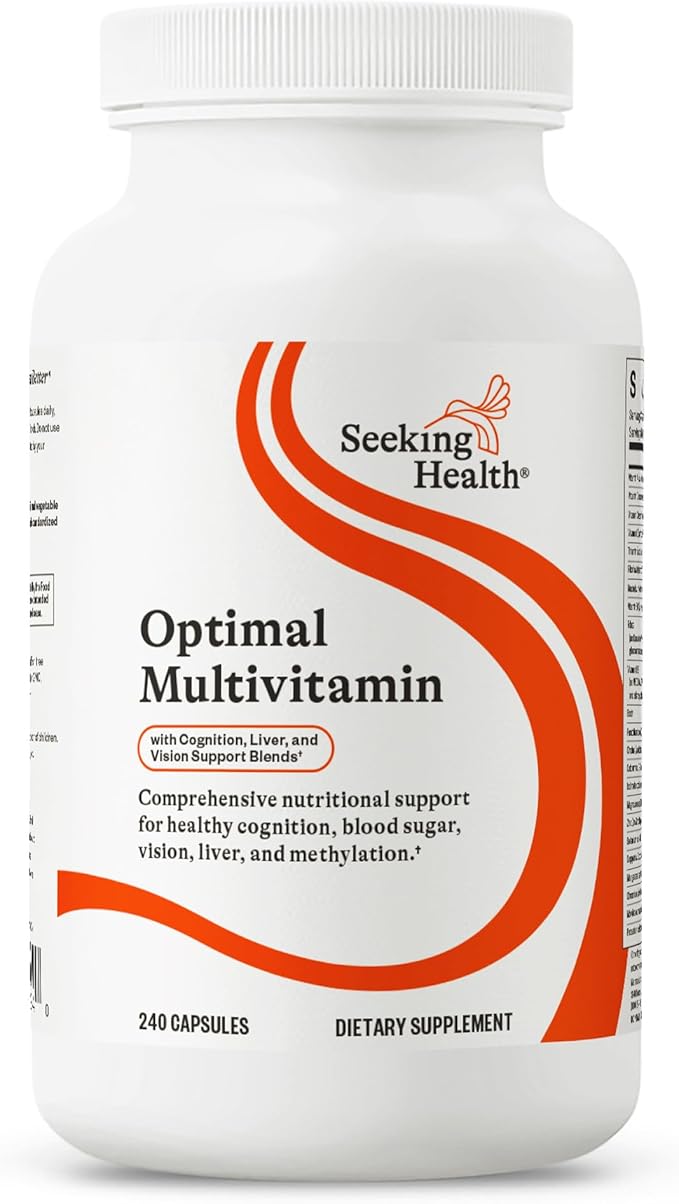 Seeking Health Optimal Multivitamin Active B Vitamins and L-5-MTHF Riboflavin B6 Bioavailable Folate and B12 CoQ10 Methylation Support Vegetarian (240 Capsules)