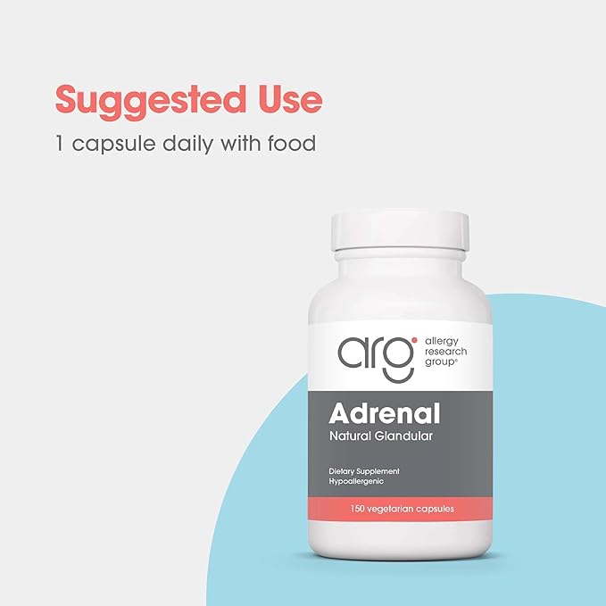 Allergy Research Group ARG Adrenal Cortex - Supports Healthy Stress Response &amp Metabolism - Delivers 150 mg Freeze-Dried Bovine Adrenal Cortex Tissue - 100 Servings - 150 Capsules