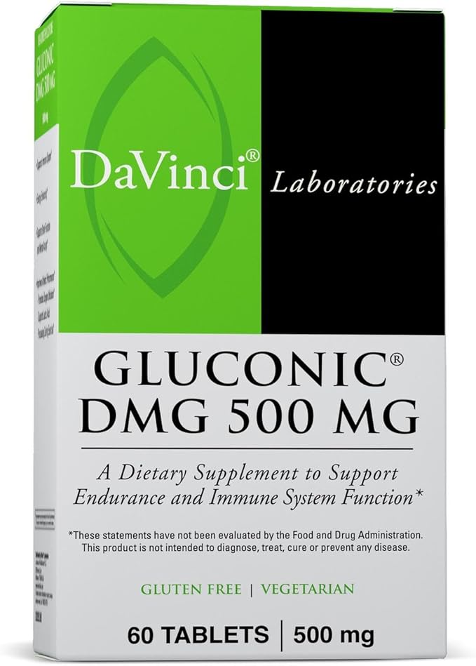DAVINCI Labs Gluconic DMG 500 mg - Dietary Supplement to Support Endurance and Immune System Function* - with 500 mg NN-Dimethylglycine per Tablet - Vegetarian - Gluten-Free - 60 Chewable Tablets