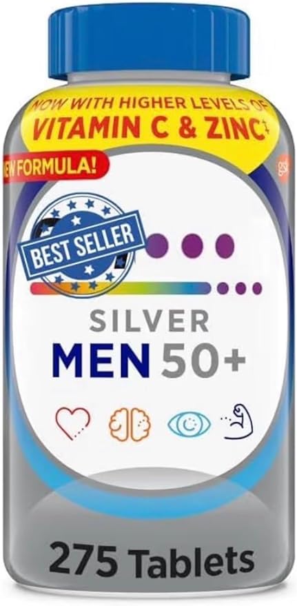 GOOFY TURTLE Silver Men 50+ Multivitamin Better Guide Vitamins Supplements 275 Count (Pack of 1 Bottle)
