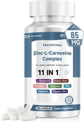 Zinc L Carnosine Complex 85mg 11-in-1 Digestive &amp Gut Health Support Supplement with Soothing Herbal Extract Blend L-Glutamine &amp Mastic Gum 100 Capsules Non-GMO Vegan