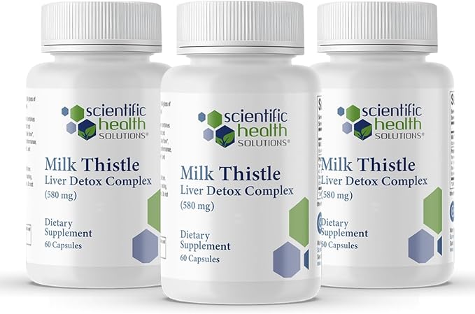 Milk Thistle Liver Detox Complex – Clinical-Grade Liver Support Supplement with Turmeric Dandelion Beet Picrorhiza Black Pepper – Phase I &amp II Detox – 60 Capsules – Non-GMO (3-Pack)