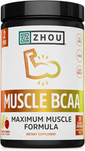 ZHOU Muscle BCAA - Vegan BCAA Powder BCAA Supplements for Men &amp Women Support Muscle Health Drink for Energy All Natural Branched Chain Aminos - Tropical Punch 11.6 oz (30 Servings)