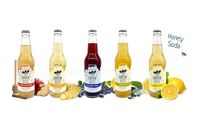 Green Bee Honey Sweetened Soda - Case of 12 (Green Tea)