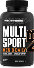 NutraBio Multisport for Men - Mens MultiVitamin - 33 Vitamins Minerals Micronutrients - Rich in Antioxidants - Supports Peak Athletic Performance Energy Metabolism (120 Vegetable Capsules)