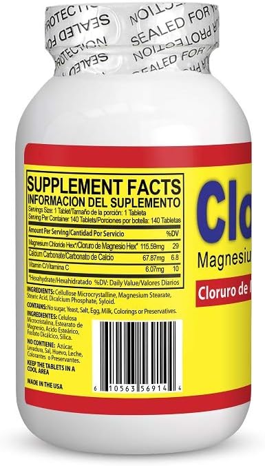 Magnesium Chloride - 140 Tablets (Cloruro de Magnesio)