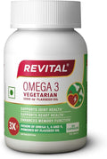 Revital Omega 3 Vegetarian 1000mg Flaxseed Oil |Supports Joint Health Heart Health and enhances Memory Function | Fusion on Omega 36 and 9 |Plant-Powered| 60 Capsules