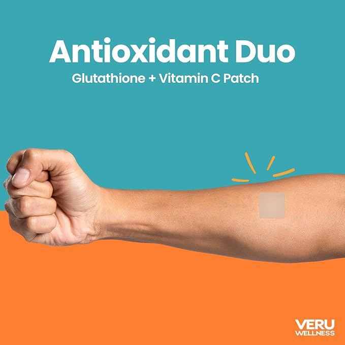 Veru Wellness Antioxidant Power Duo Lifestyle Patches C Glutathione - Self Adhesive Time Release Topical Patch 8-10 Hours (42 Day Supply)