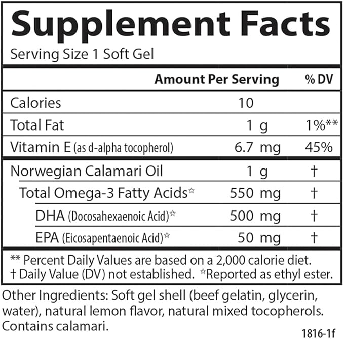 Carlson - EcoSmart DHA 500 Sustainable Source Supports Healthy Vision &amp Brain Function Lemon 60 soft gels