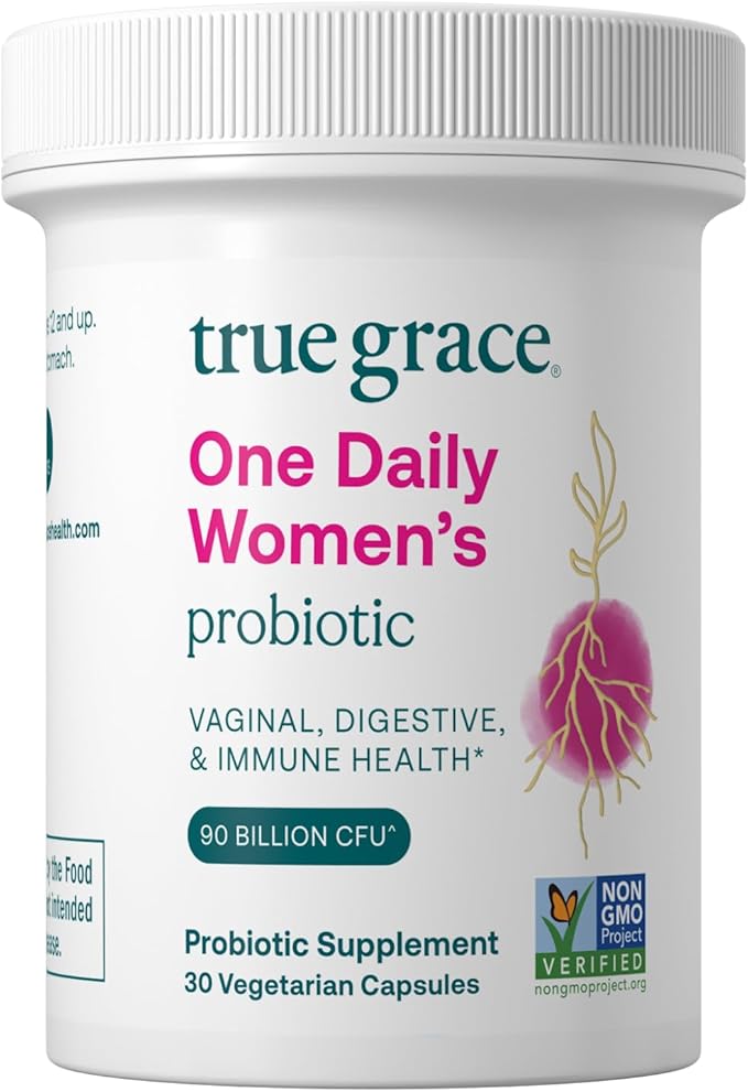 True Grace One Daily Women’s Probiotic - 30 Vegetarian Capsules - 90 Billion CFU - Digestive Vaginal &amp Immune Health - Gluten &amp Soy Free