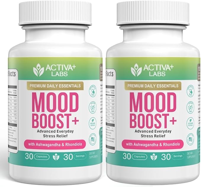 Mood Boost | 24-in-1 B-Complex &amp Zinc | Calm Support &amp Stress Relief Supplement with Ashwagandha L-Theanine &amp GABA | Natural Mood Energy &amp Resilience | Non-GMO Vegan | 60 Day Supply