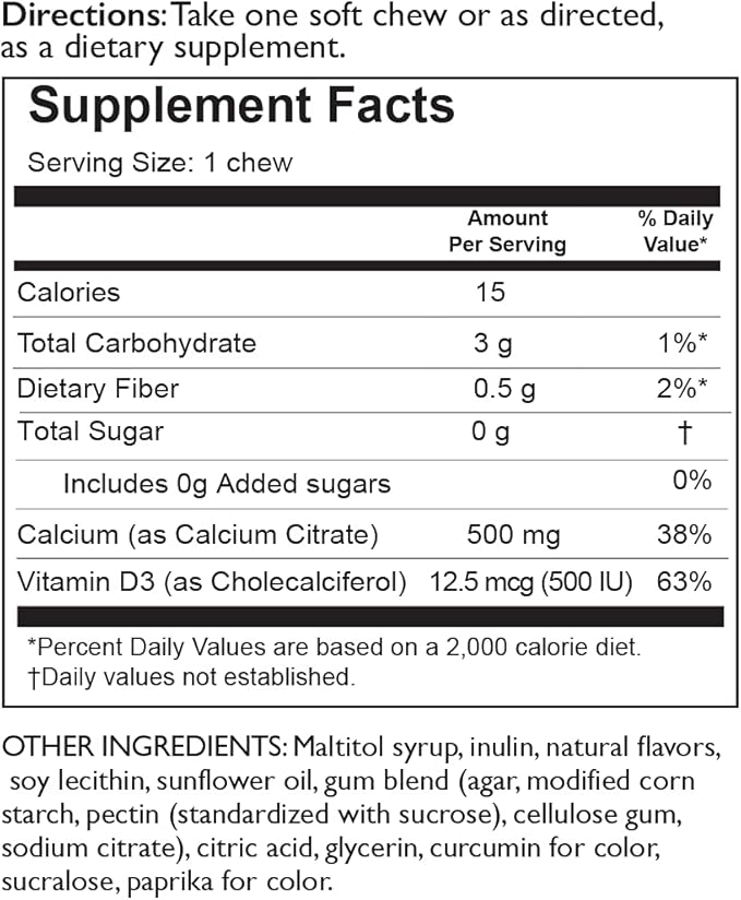 Celebrate Vitamins Bariatric 500mg Calcium Citrate Soft Chews with 500 IU Vitamin D3 – Essential for Gastric Bypass Patients &amp Bone Health - Sugar &amp Gluten Free Lemon (90 Chews)