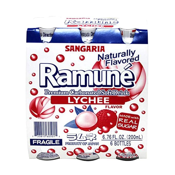 Sangaria Ramune 6.76 Fluid Ounce (Lychee 18 Bottles)