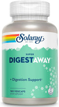 SOLARAY Super Digestaway Digestive Enzymes - Pancreatin Papain Ginger Pepsin Betaine HCl Aloe Vera and More - Digestion &amp Nutrient Absorption Support - Lab Verified - 180 VegCaps