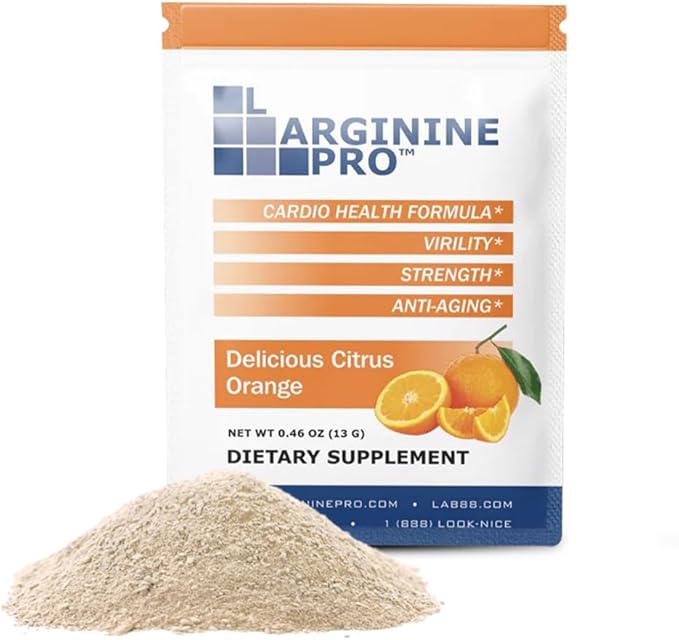 L-ARGININE PRO | 5500mg L-Arginine Plus L-Citrulline 1100mg Orange Powder Drink Mix Supplement for Increased Nitric Oxide Production