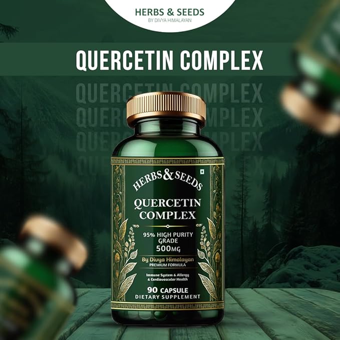 HERBS &amp SEEDS Quercetin Complex 500mg Supplement Natural Vegan Sources with Bioflavonoids &amp Potent Antioxidants for Cellular Health Support &amp Promotes Immunity – 90 Capsules