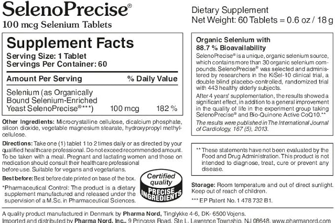 Pharma Nord SelenoPrecise Selenium 100 mcg – Thyroid Immune &amp Antioxidant Support Guaranteed High Absorption Non-GMO Gluten-Free 150 Tablets