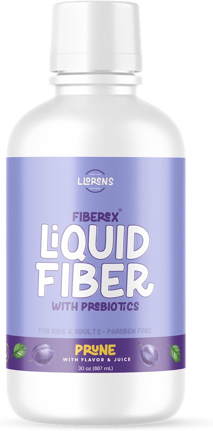 LLORENS PHARMACEUTICAL Liquid Fiber 15 Grams Soluble Fiber No Sugar Regularity and Soft Stools - Prune Flavor - 30 FL oz