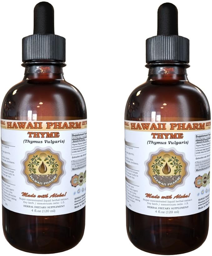Hawaii Pharm Thyme Liquid Extract Professional Grade Small Batch Crafted Thyme (Thymus Vulgaris) Tincture Herbal Supplement 2x2 fl.oz