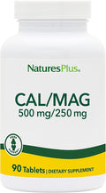 NaturesPlus Cal/Mag - 90 Vegetarian Tablets - 500 mg Calcium &amp 250 mg Magnesium - 90 Servings