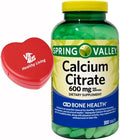 Spring Valley - Calcium Citrate Bone Health Supplement 600mg 300 Count (1) + ViT4 Pill Box.