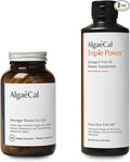 AlgaeCal Bundle - Plant Based Calcium Supplement with Vitamin D3 for Bone Health &amp Strength &amp Triple Power Omega-3 Fish Oil Natural Liquid Emulsion with EPA &amp DHA Curcumin Astaxanthin