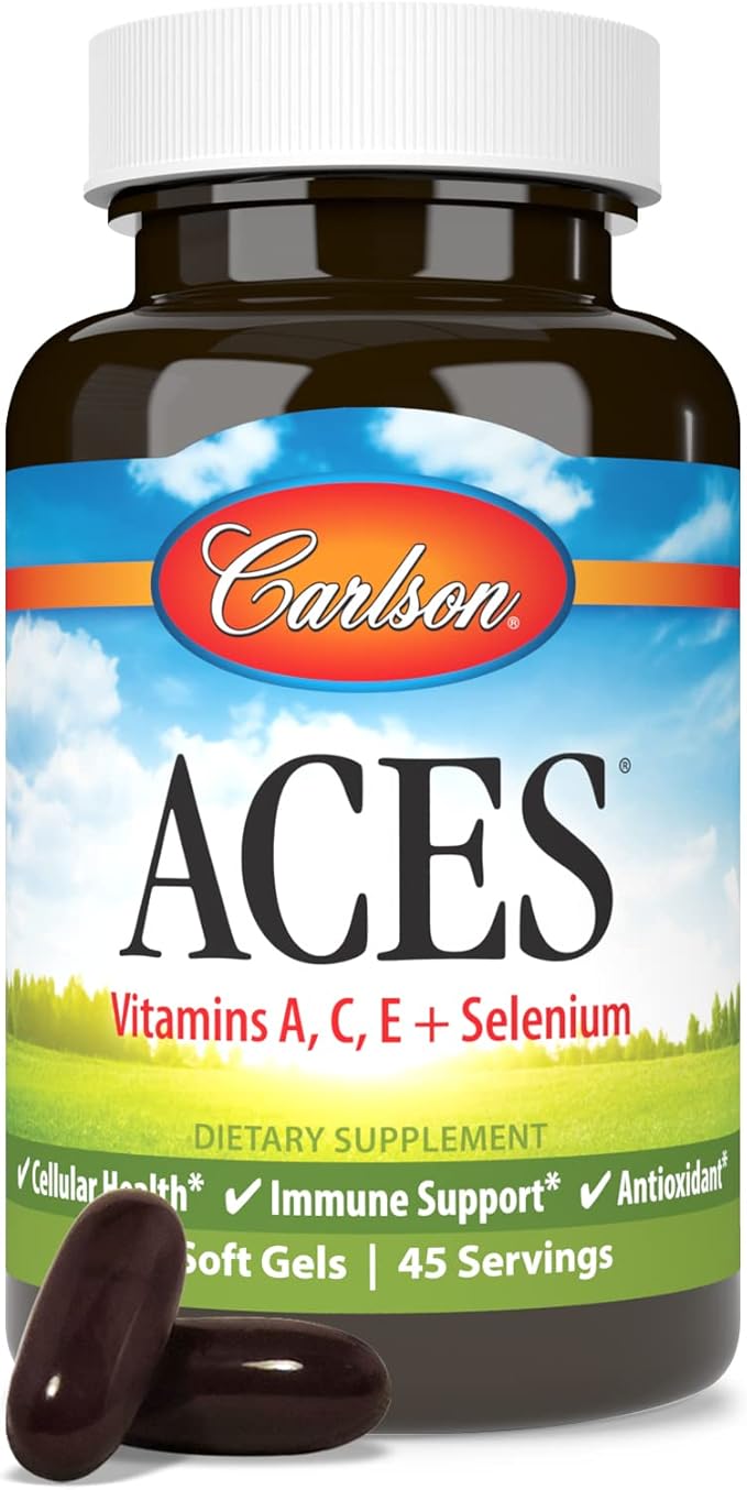 Carlson - ACES Vitamins A C E + Selenium Cellular Health &amp Immune Support Antioxidant 90 Softgels