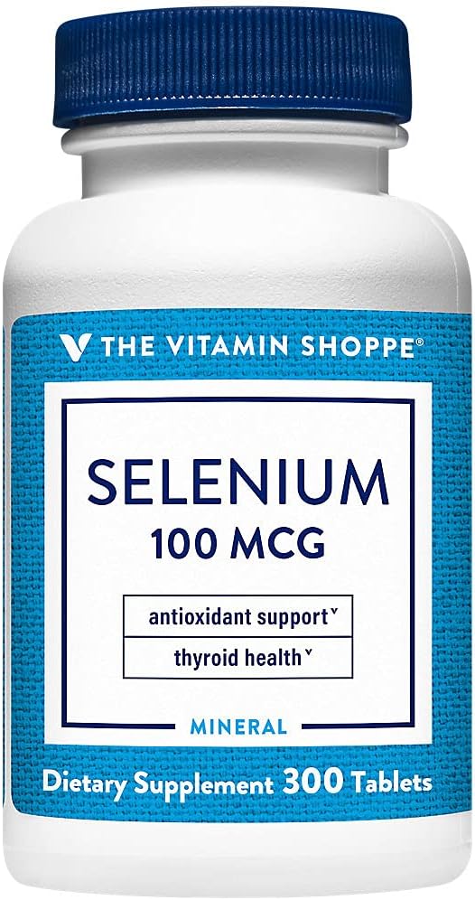 The Vitamin Shoppe Selenium 100MCG - Antioxidant Protection Thyroid Health &amp Immune Support Essential Mineral (300 Tablets)