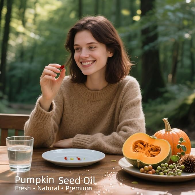 Pumpkin Seed Oil with Saw Palmetto 300 Softgels | 4 in 1 Vitamin D3 &amp Elderberry 3000mg Cold Pressed &amp Pure Virgin Oil | Supports Hair Urinary Bladder &amp Prostate Health Immune | Vegan