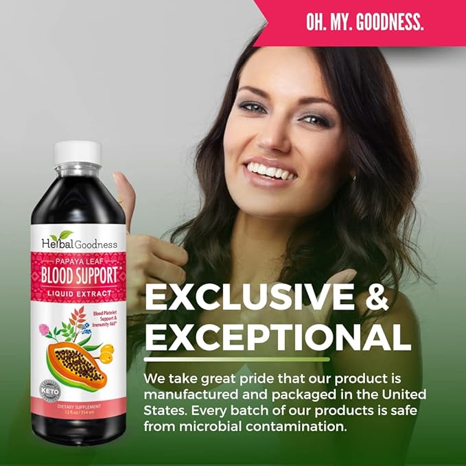 Papaya Leaf Blood Support Liquid - 15X Strength - Papaya Leaf Extract - Healthy Platelets Blood Cleanse Digestion Papaya Enzyme - 12(12oz) Bottles Liquid - Herbal Goodness - Made in USA