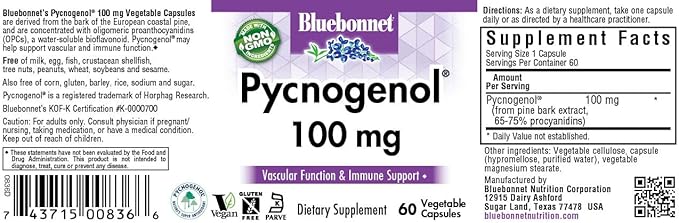 Bluebonnet Pycnogenol Vegetarian Capsules 100 mg 60 Count (743715008366)