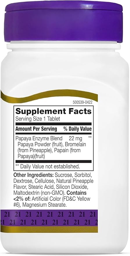 21st Century Papaya Enzyme 22Mg 100 Count (4 Pack)
