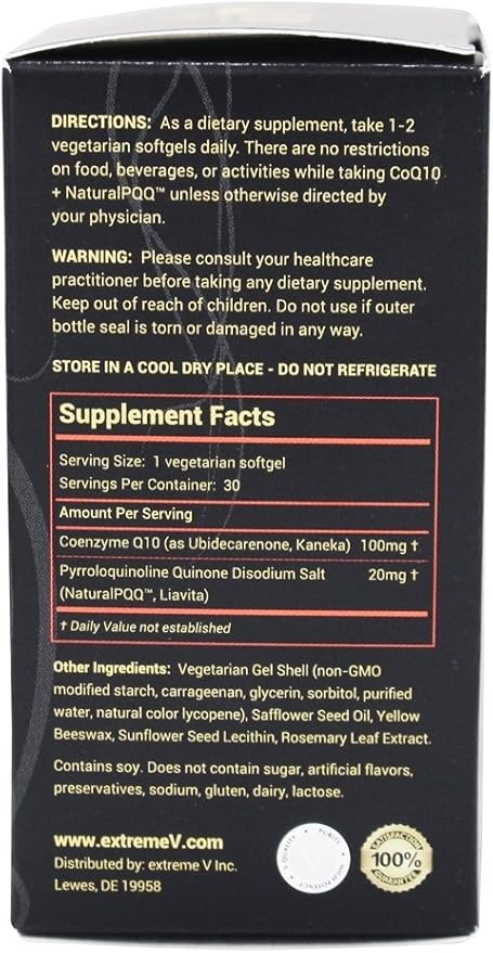 CoQ10 QQ - CoQ10 Plus Natural PQQ (2 Bottles - 60 Vegetarian Softgels)